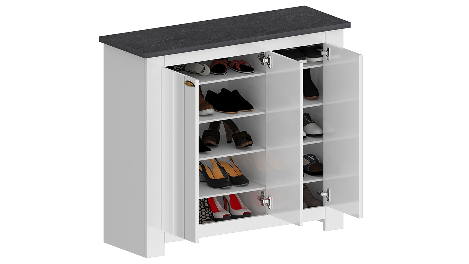 Scarpiera 3 Ante 114x42x100 cm Figo 3A Bianco Opaco/Report Grigio