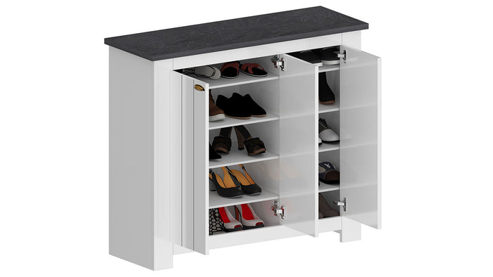 Scarpiera 3 Ante 114x42x100 cm Figo 3A Bianco Opaco/Report Grigio