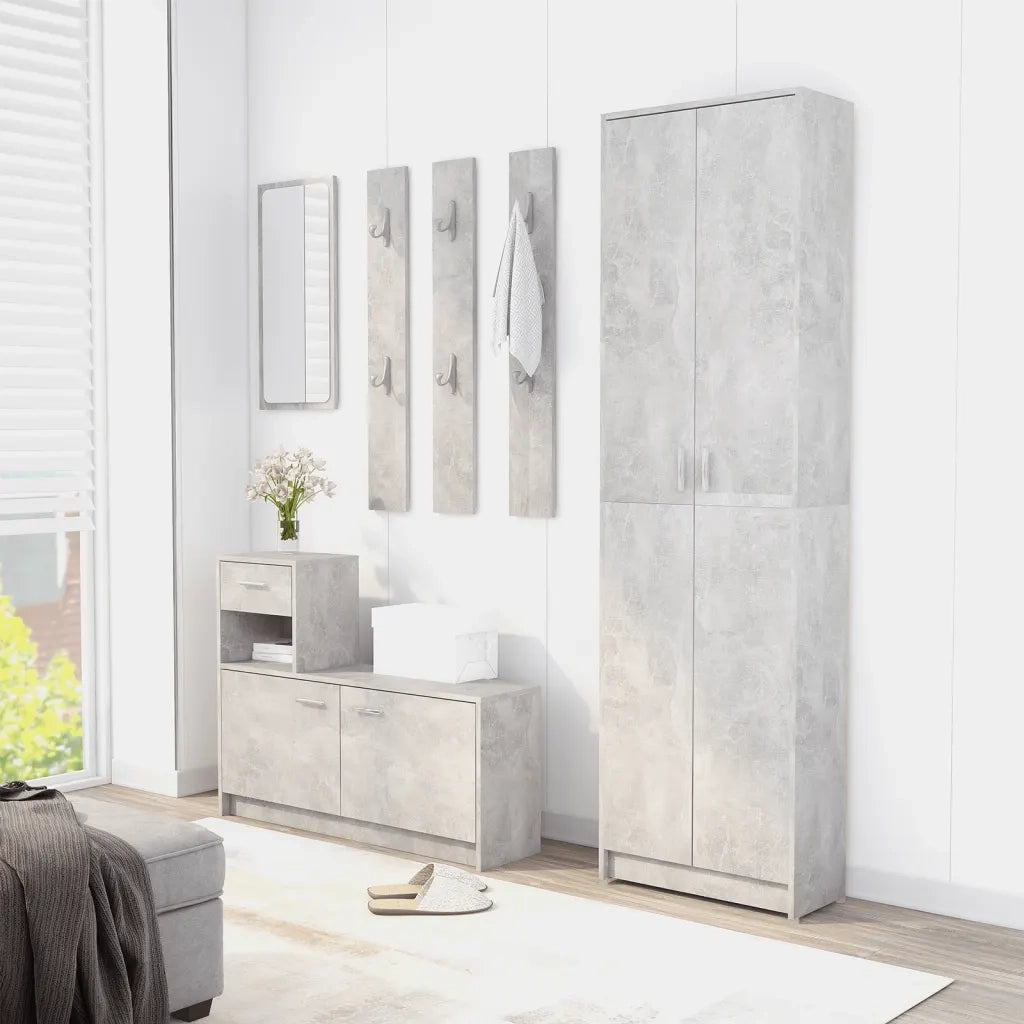 Armadio Corridoio Grigio Cemento 55x25x189 cm Legno Multistrato 802853