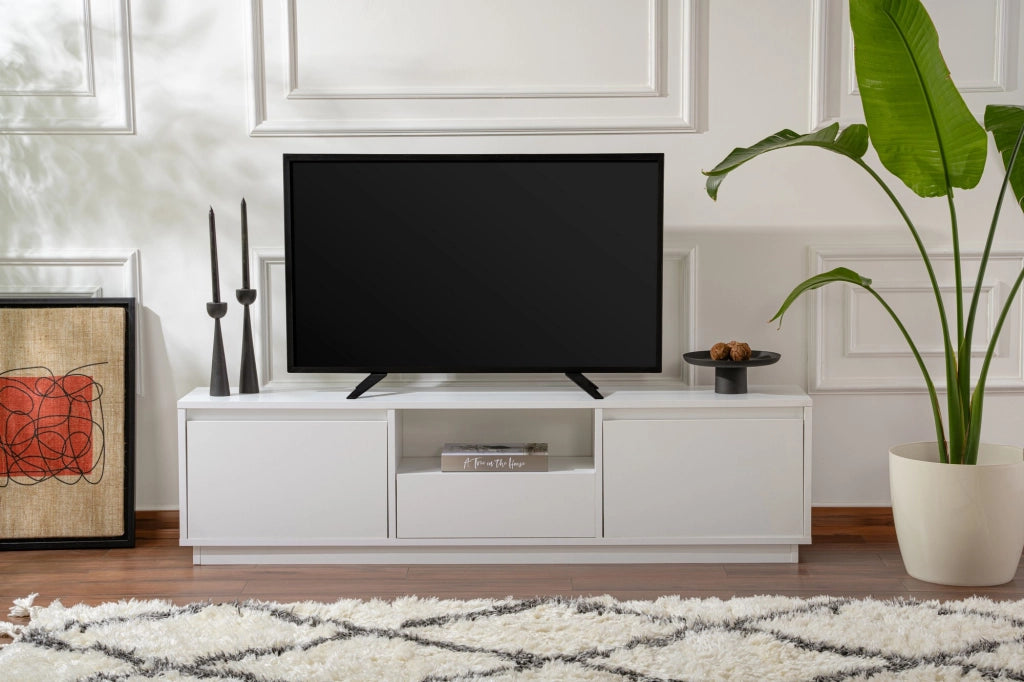 Mobile TV Vanguard in legno - 160 x 29 x 42 cm - Bianco naturale