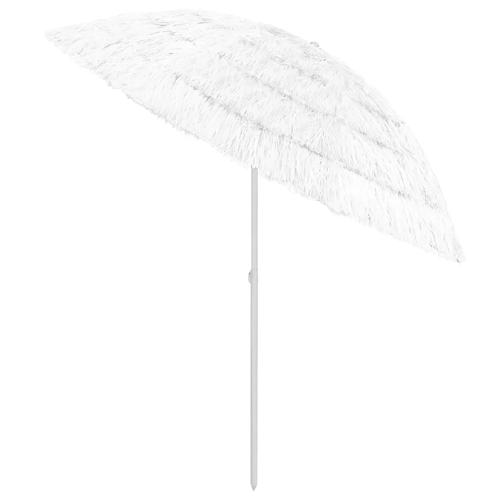 Ombrellone da spiaggia basculante in stile hawaiano 240 x 210 cm resistente ai raggi UV poliestere bianco 02_0046509