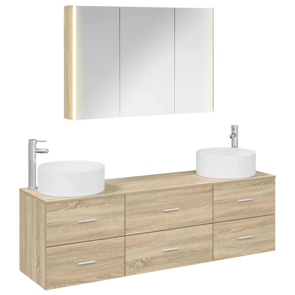 Set di mobili per il bagno 4 pcs Rovere Sonoma 3407065