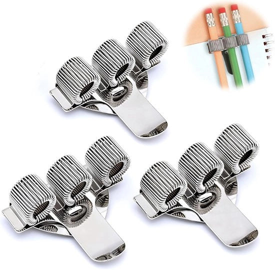 Pen supporti con 3 fori - supporto per penne - clip per tas - supporto per penne in metallo - acciaio inossidabile - ideale per uso domestico e professionale - infermieri - medici - argento
