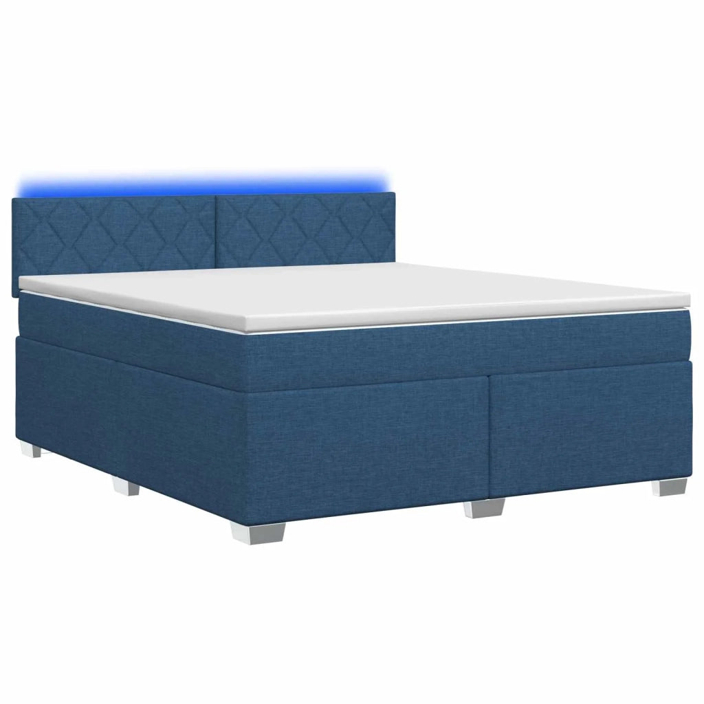 Letto con Box Spring, Materasso e LED Blu 180 x 200 cm Tessuto 3452014