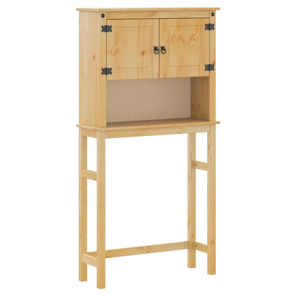 Mobiletto salvaspazio per lavatrice in stile rustico 85 x 29 x 165 cm pino massello finitura miele 02_0057606