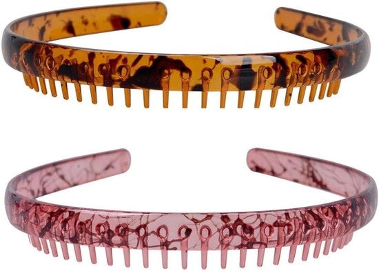 Set di 2 accessori capelli in plastica cintura con denti per donne
