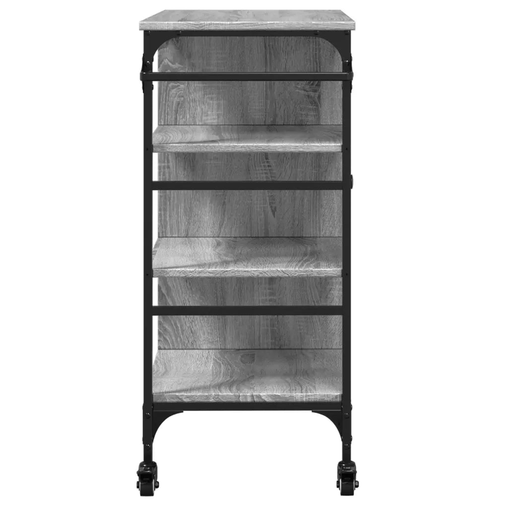 Carrello da Cucina Grigio Sonoma 87,5x38,5x84,5 cm Multistrato 842389
