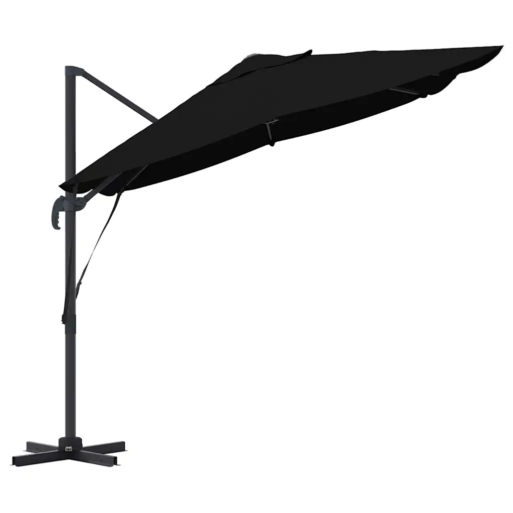Ombrellone-Ombrello da giardino Nero 351 x 250 x 260 cm Poliestere e Alluminio