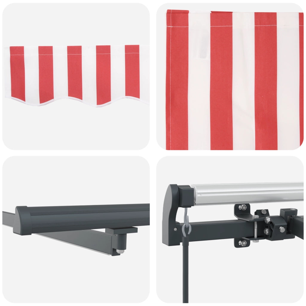 Tenda Retrattile Manuale con LED Strisce Rosse e Bianche 400x300 cm