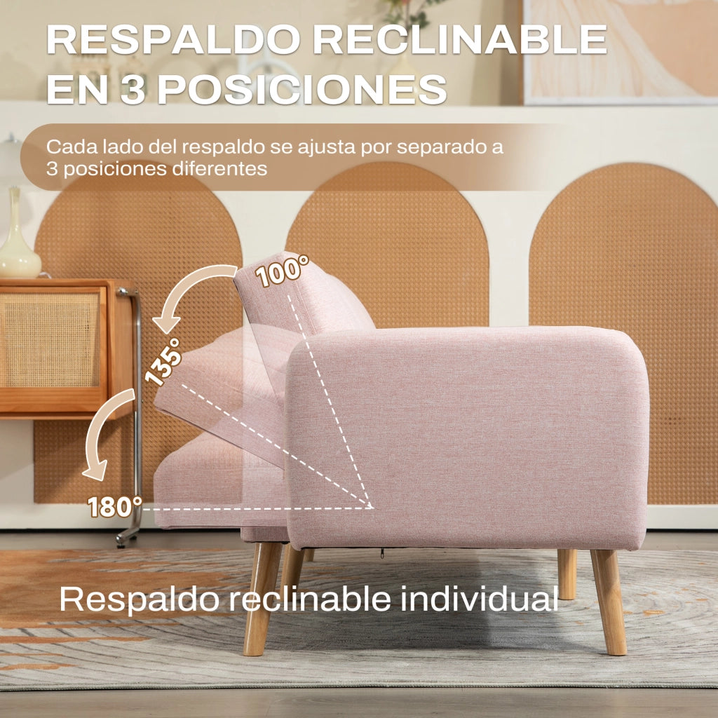 Divano Letto 2 Posti Imbottito ¨C Zephmum ¨C 173x75x73 cm Rosa