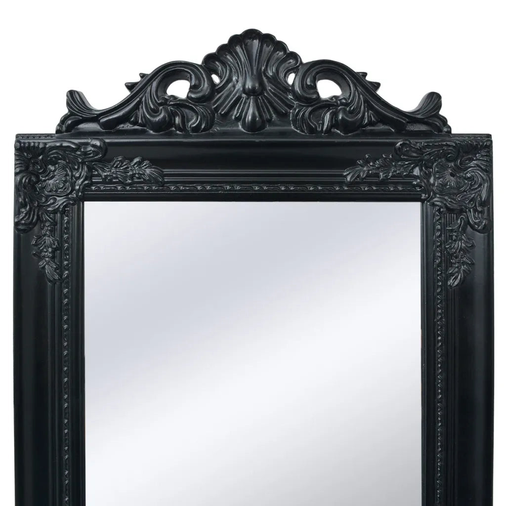 Specchio Autoportante Stile Barocco-Specchio Decorativo 160x40 cm Nero