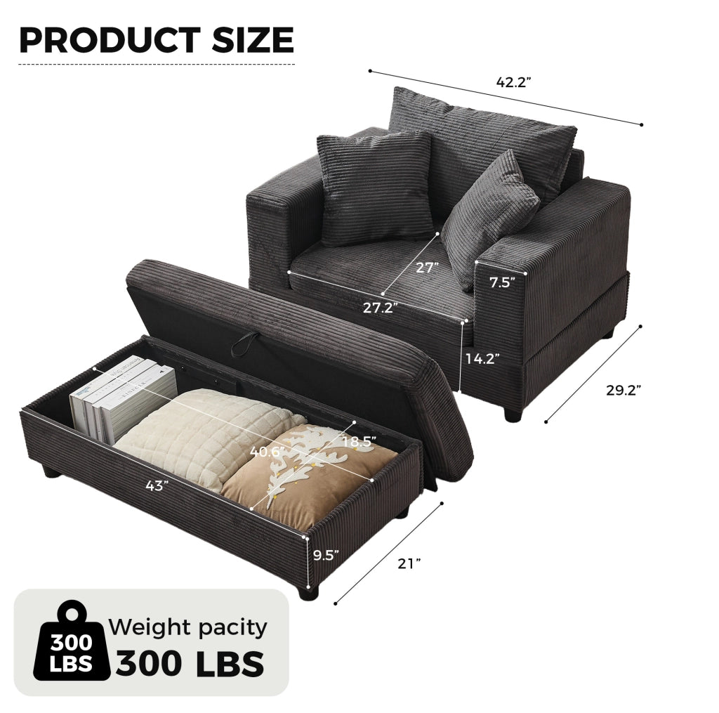 Divano lounge con vano contenitore in metallo e legno grigio