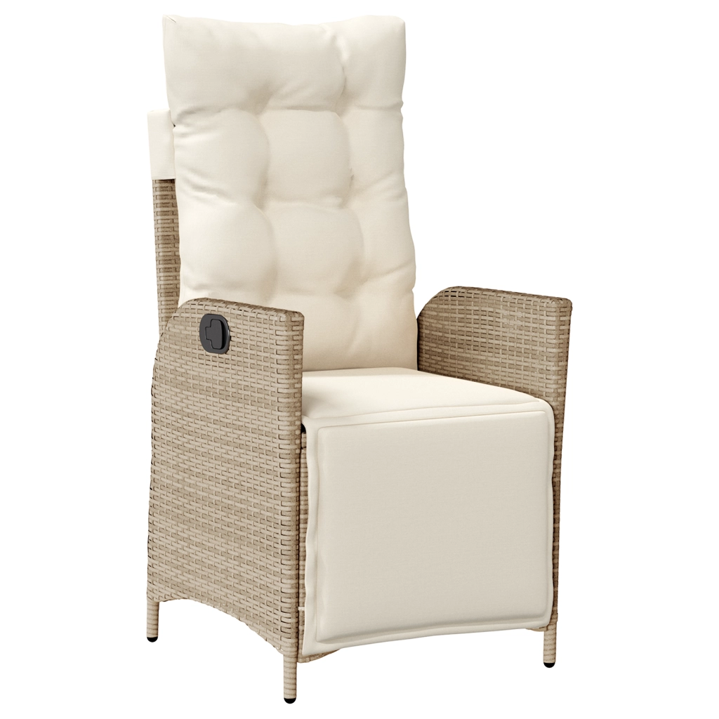 Set da Pranzo da Giardino 7 Pezzi Beige Rattan Poliestere