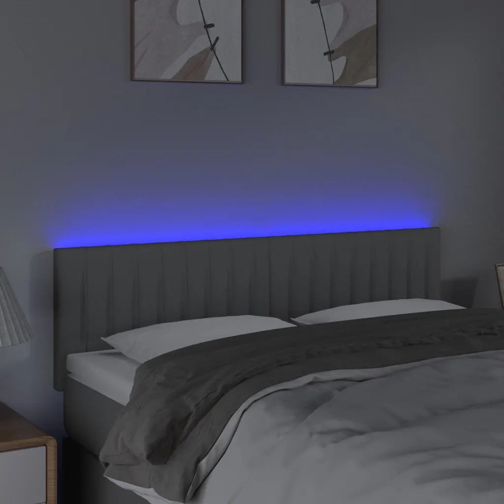 Testiera a LED-Testata con LED Grigio Chiaro 144x5x78/88 cm in Tessuto 572290