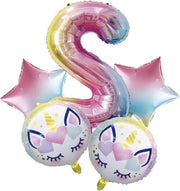 Decorazione di compleanno - Pallone numerato 2 con tema unicorno Decorazione per compleanni dei bambini di 2 anni