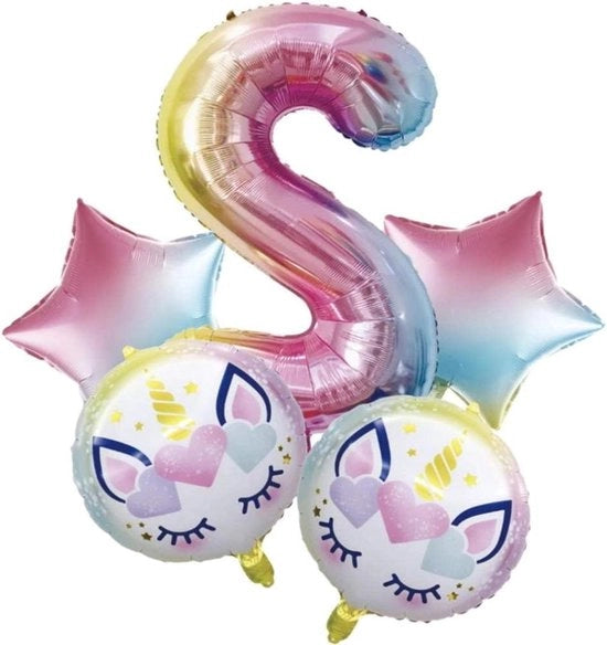 Decorazione di compleanno - Pallone numerato 2 con tema unicorno Decorazione per compleanni dei bambini di 2 anni