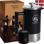 Caffè Espresso e Tè Zucchero - Apparecchio per la preparazione del tuo preferito bicchiere di caffè o tè - viene fornito con un piccolo bicchiere portatile da viaggio - la scatola in acciaio inossidabile nera, doppia isolata, contiene 1 litro
