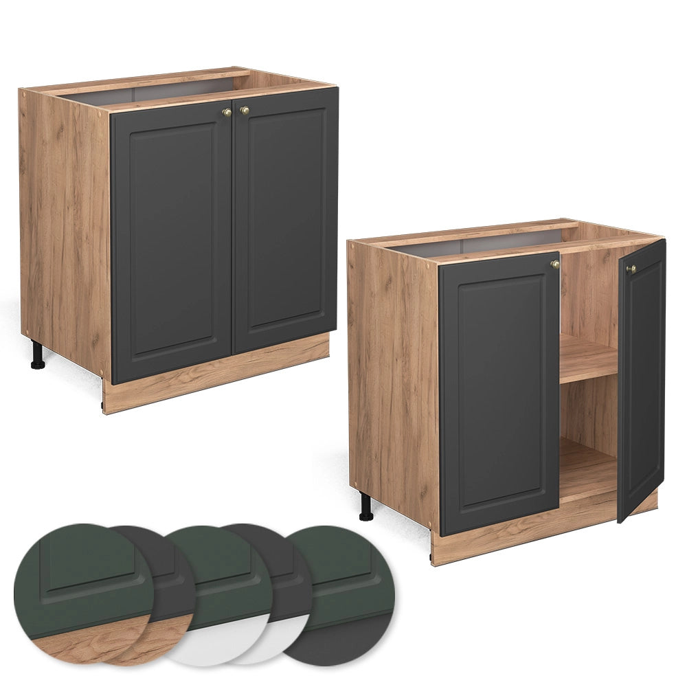 Mobiletto base cucina Fame-Line Antracite-oro/Rovere dorato 80 cm con ripiano, senza piano di lavoro Vicco