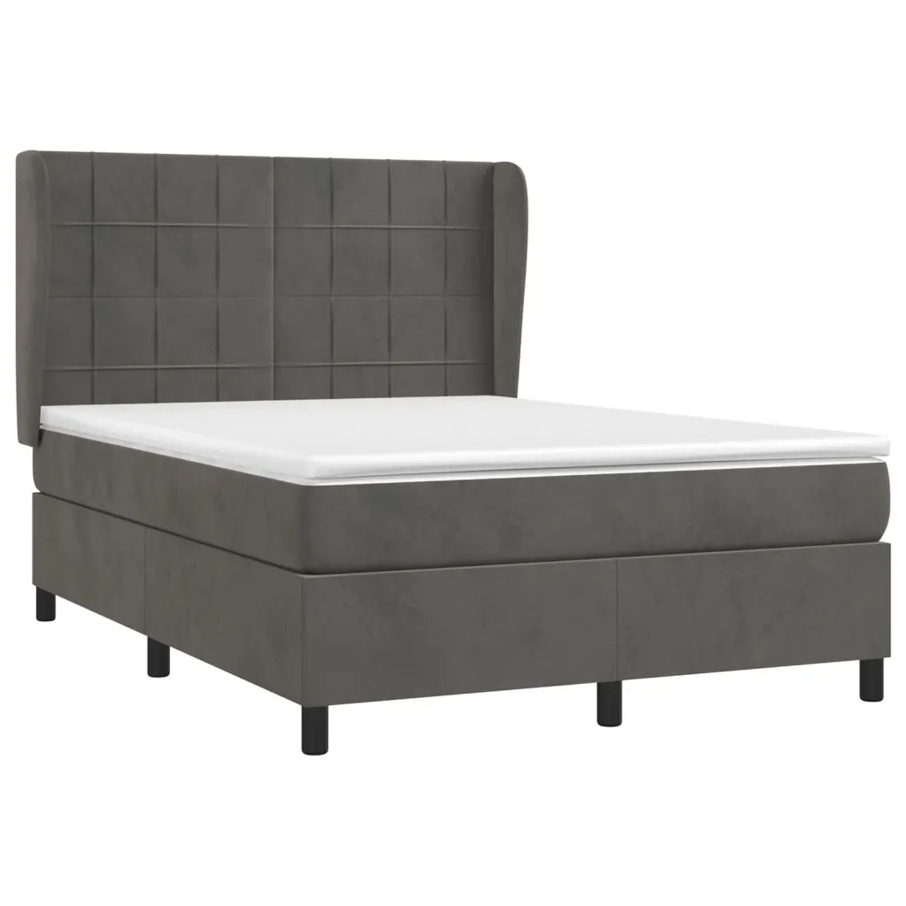 Giroletto a Molle con Materasso Grigio Scuro 140x190 cm Velluto 3129208
