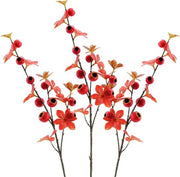 Artificiale Rami di Frutta, Set da 3, 84cm - Decorazione per la Casa - Steli di Finto Frutto con Multi Teste - Pomo e Mirtile - Baccelli e Foglie Realistici per Vaso - Decorazione Accogliente