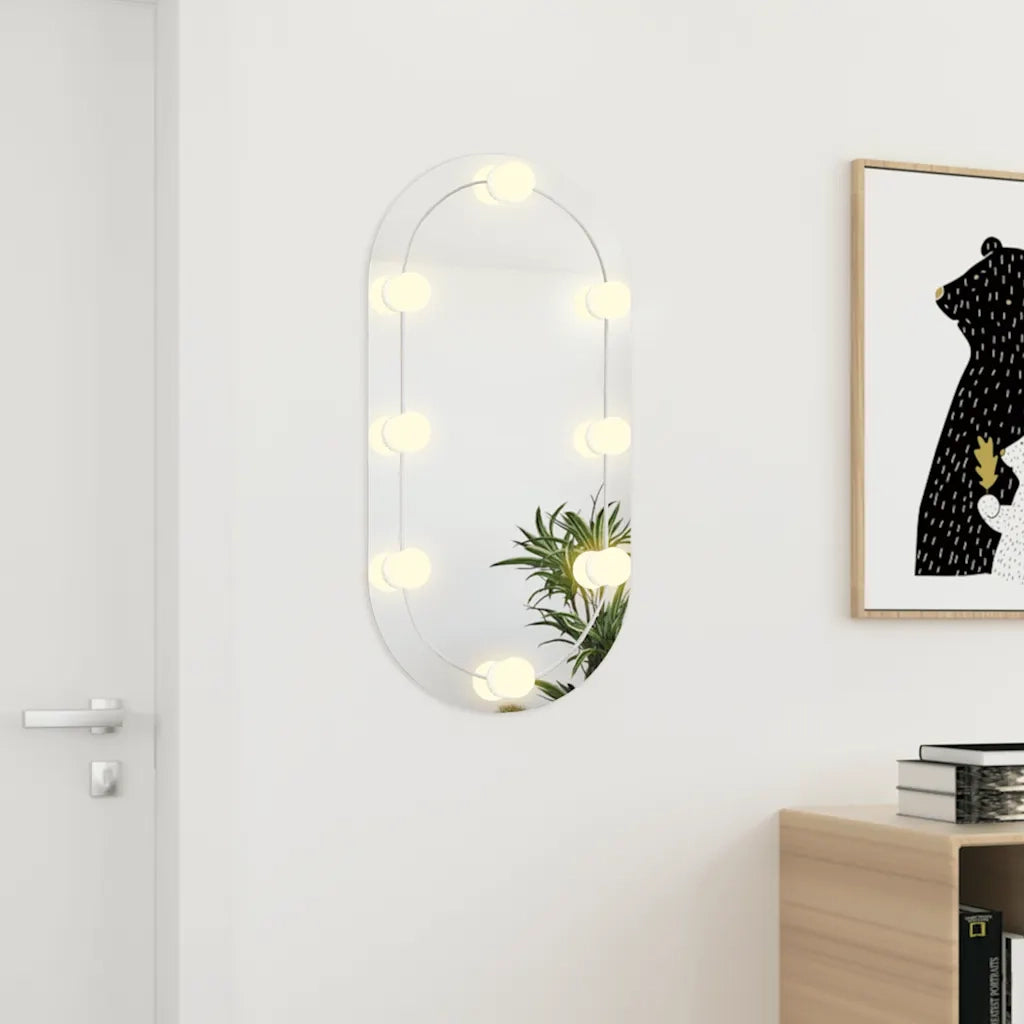 Specchio con Luci LED 80x40 cm Ovale in Vetro 3102975