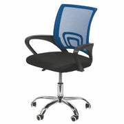 SEDIA CON RUOTE DELUXE  L. 58 X P. 50 X H. 84- 94 CM BASE CROMATA IN FERRO + 5 RUOTE COLORE NERO E BLU