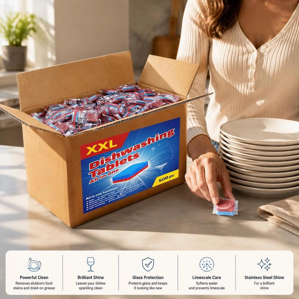 12-in-1 Dishwasher Tablets, 500 Pieces, 9 Kg