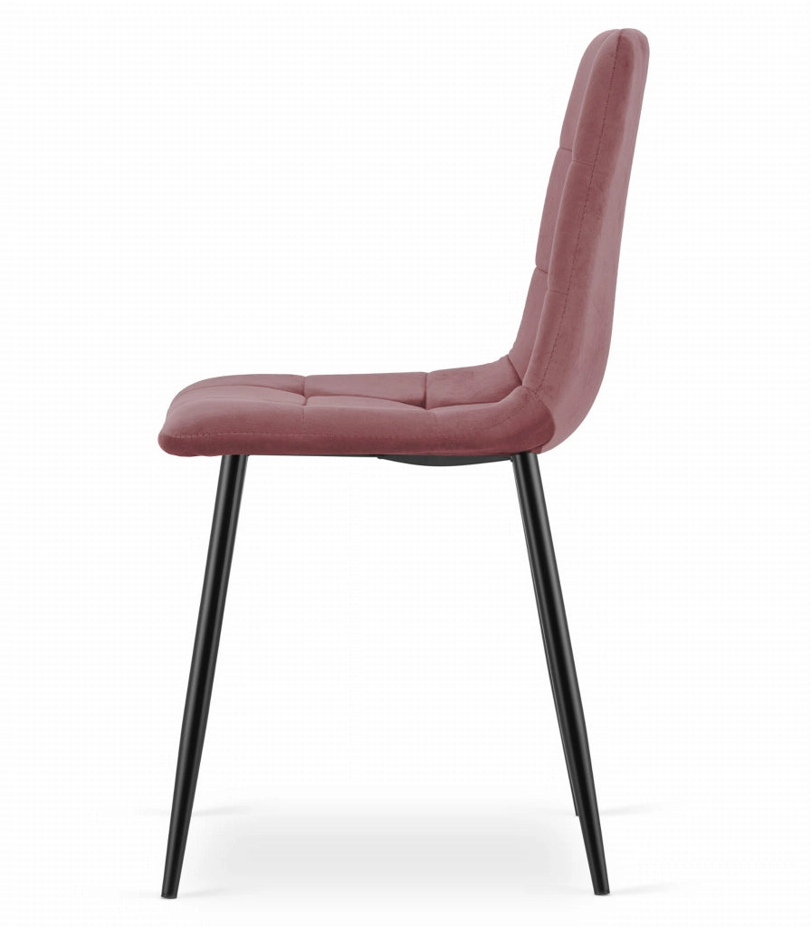Sedia Valora PYRA in velluto rosa con gambe nere, design moderno x4