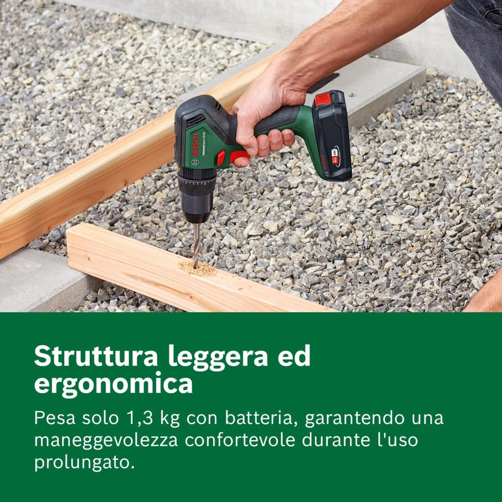 Bosch Trapano con percussione a batteria UniversalImpact 18V-60 (2 batterie da 2,0 Ah, sistema 18 Volt, in valigetta