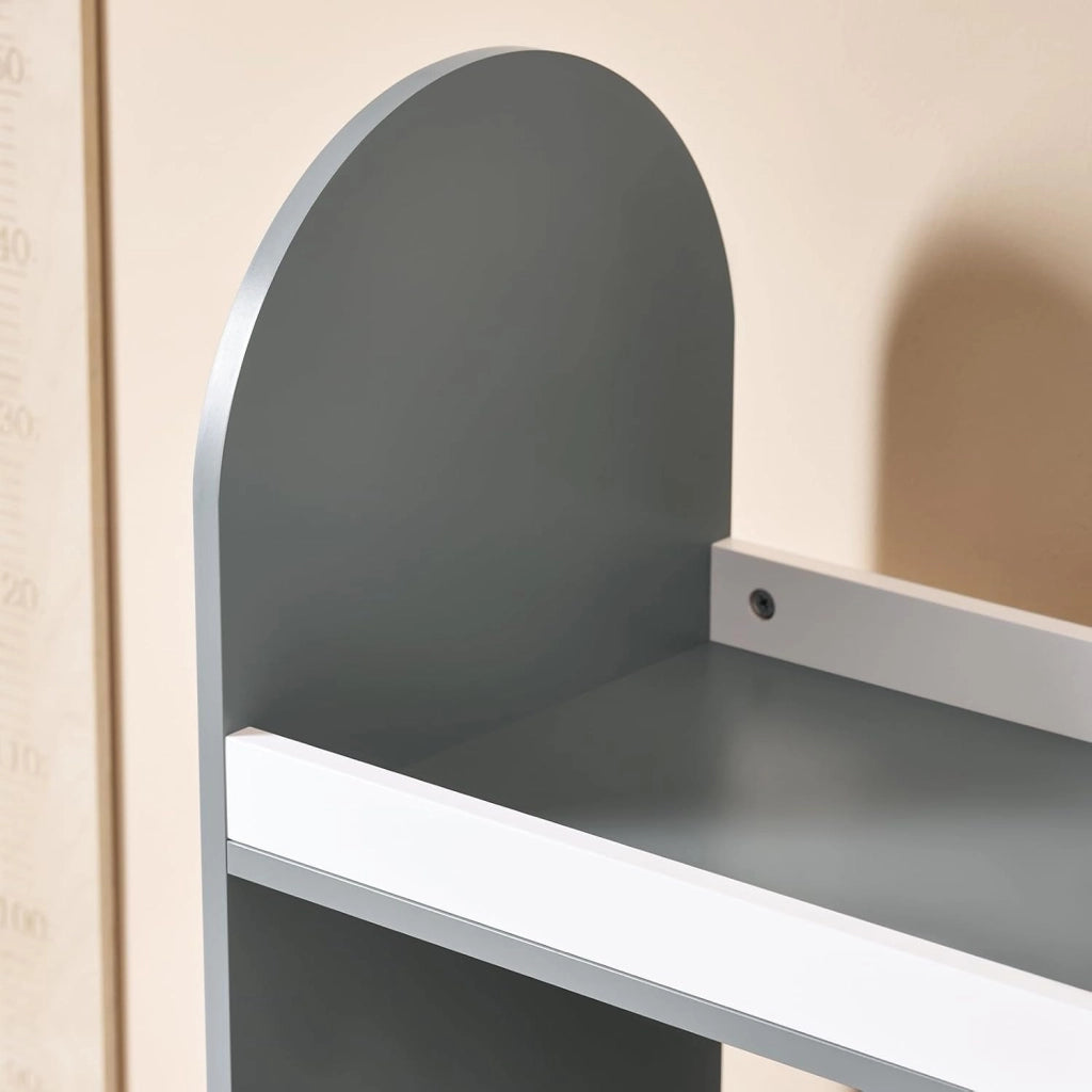 Armadio Cameretta Armadio Bambini con 3 Scomparti, Contenitore Tessuto e 3 Ganci Laterali Guardaroba con Appendiabiti per Bambini Grigio 97x35x108 KMB40-HG