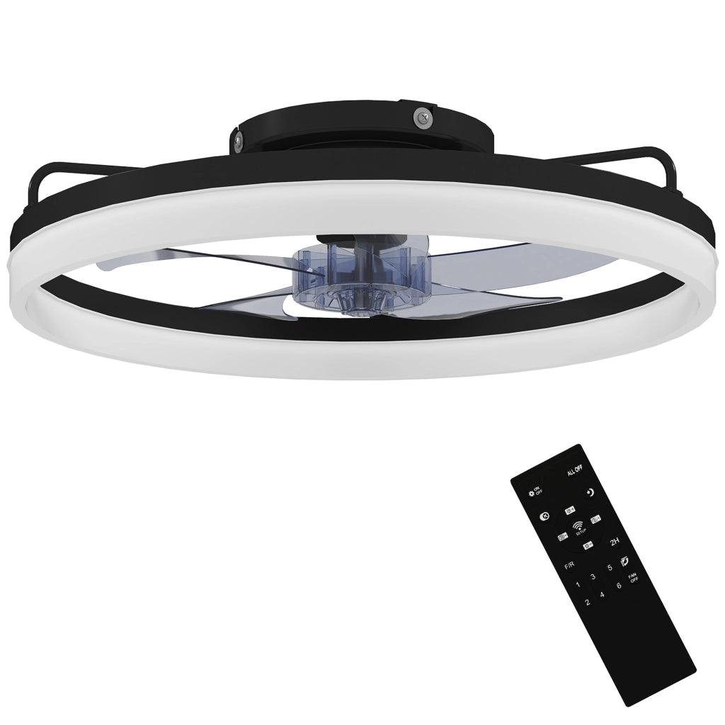 Ventilatore Soffitto con Luce LED Regolabile Telecomando ¨C Zephmum ¨C Nero Acciaio Plastica