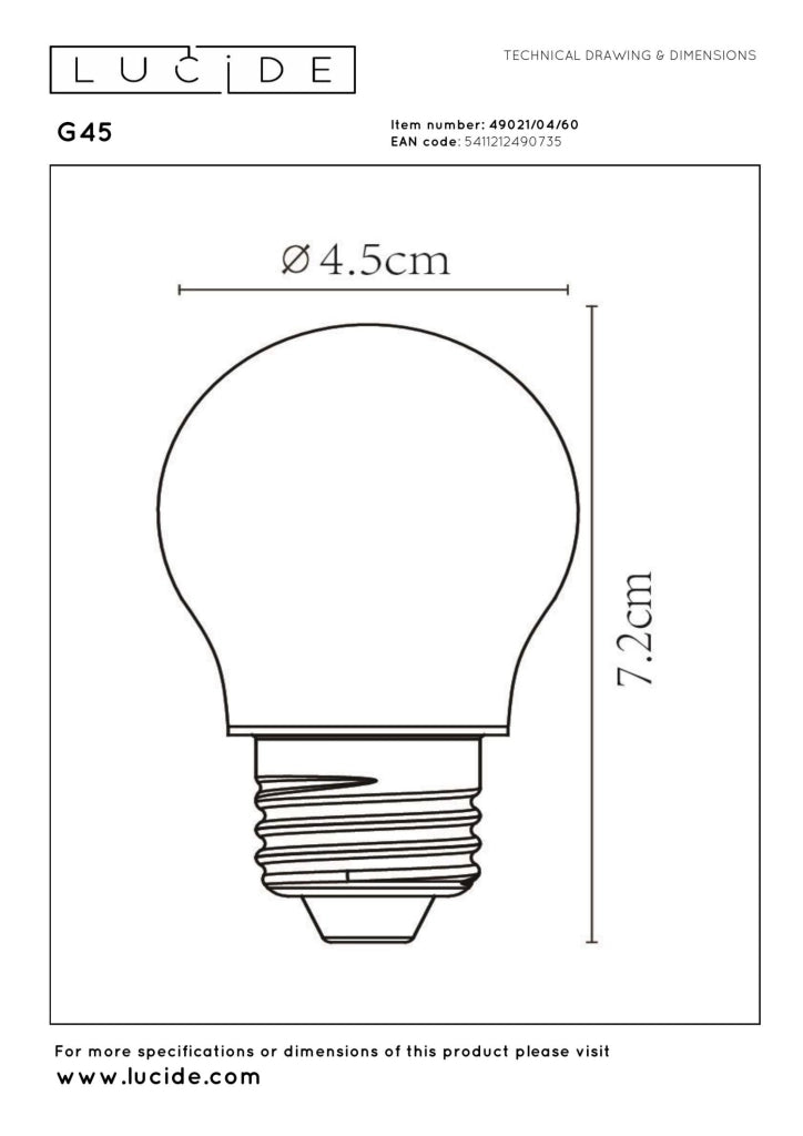 Lampadina LED sferica trasparente E27 4W 360 lm Lucide