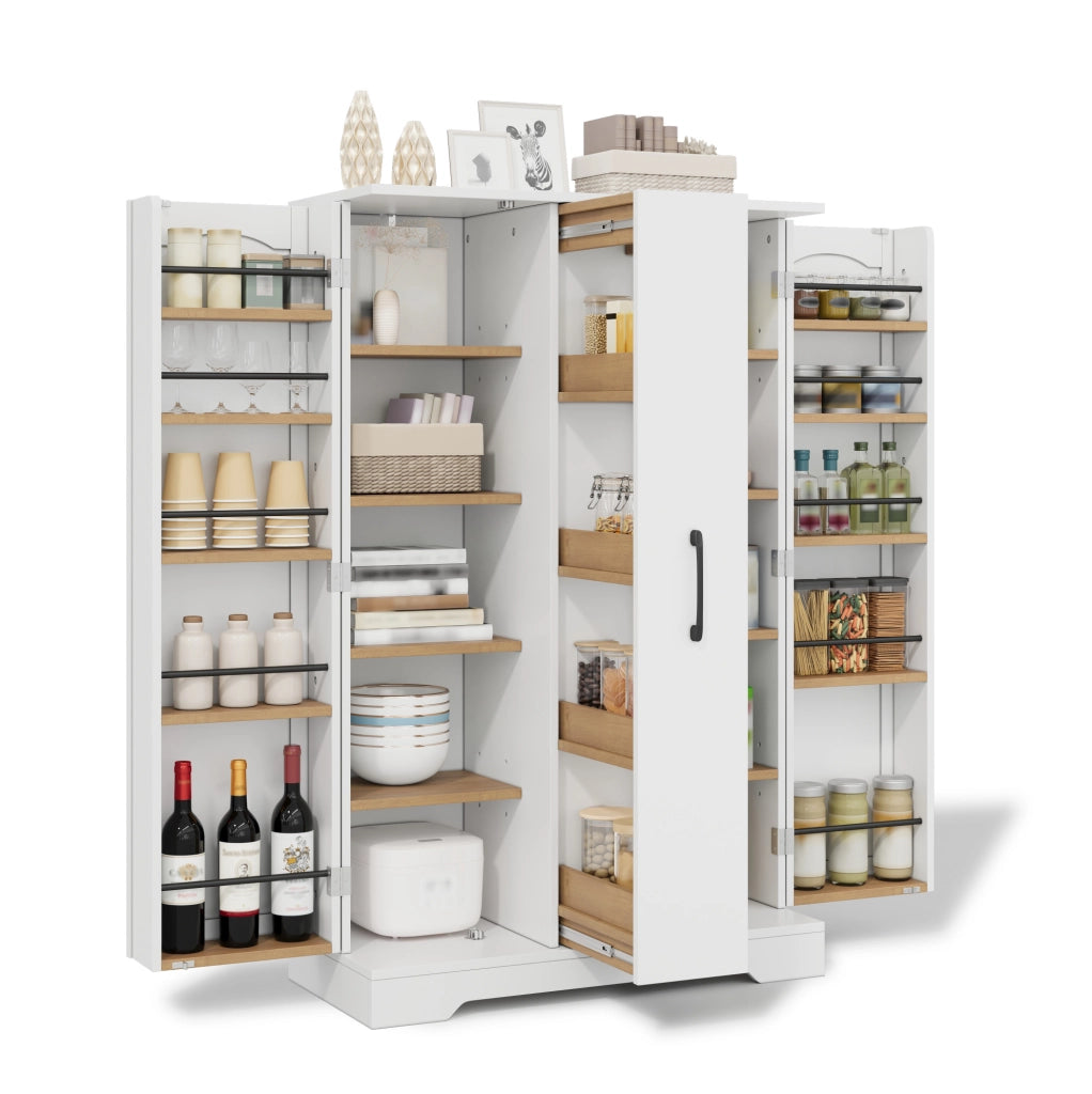 Armadio da cucina con porta spezie e cassetto verticale; 120 x 78 x 35 cm; MDF bianco