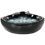 Vasca ad angolo in acrilico Nero 205 x 163 cm 2 persone getti massaggianti poggiatesta
