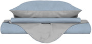 Copripiumino Singolo con Sacco e Federe Doubleface Azzurro/Grigio Chiaro