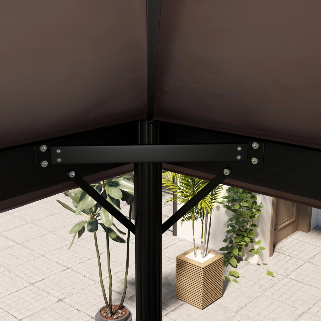 Copertura per Gazebo da Giardino 3x4 m a 2 Livelli in Tessuto Oxford 600D con Fori di Drenaggio Caffè