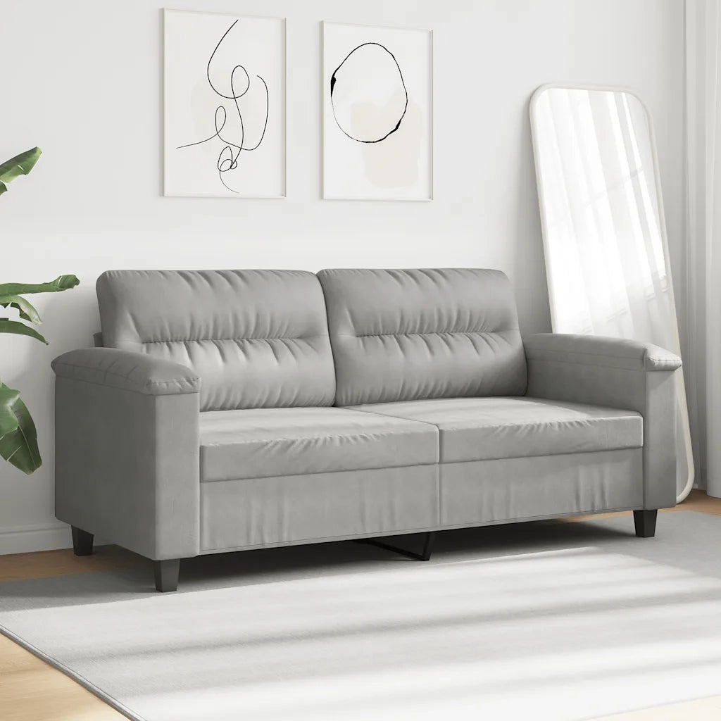 Divano a 2 Posti Grigio Chiaro 140 cm in Tessuto Microfibra