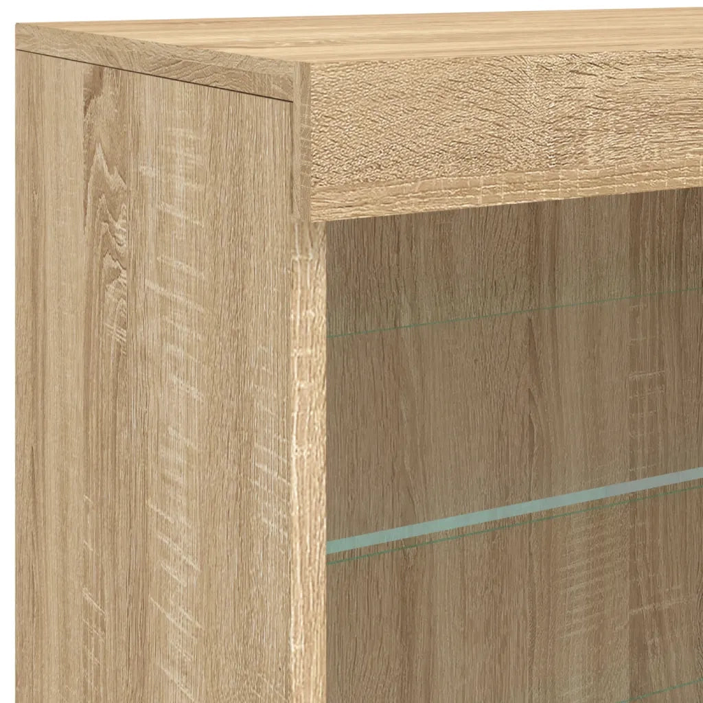 Credenza con Luci LED Rovere Sonoma 60,5x37x67 cm