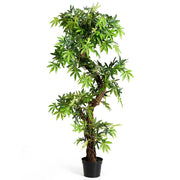 Albero artificiale in legno e foglie in plastica da casa o ufficio 160x19x19cm