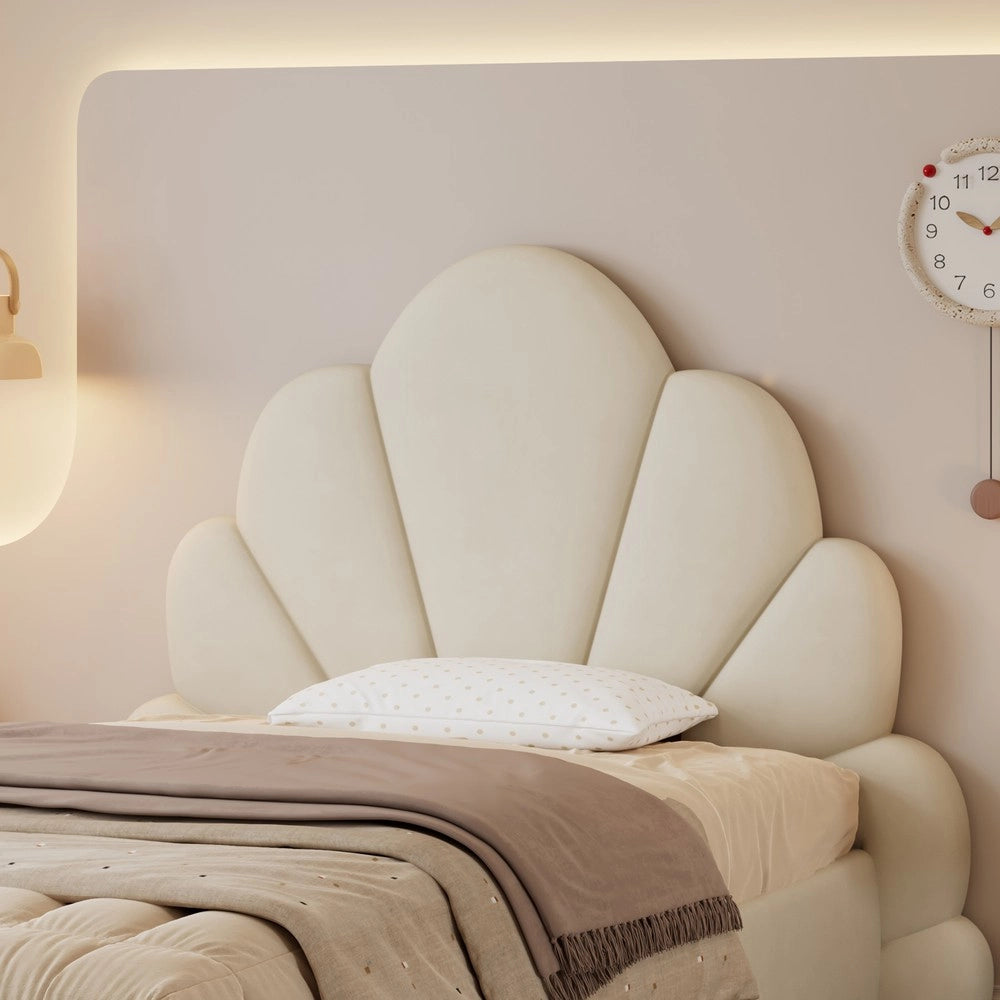 Letto imbottito singolo ¨C Minimal ¨C Beige velluto 90x200 cm