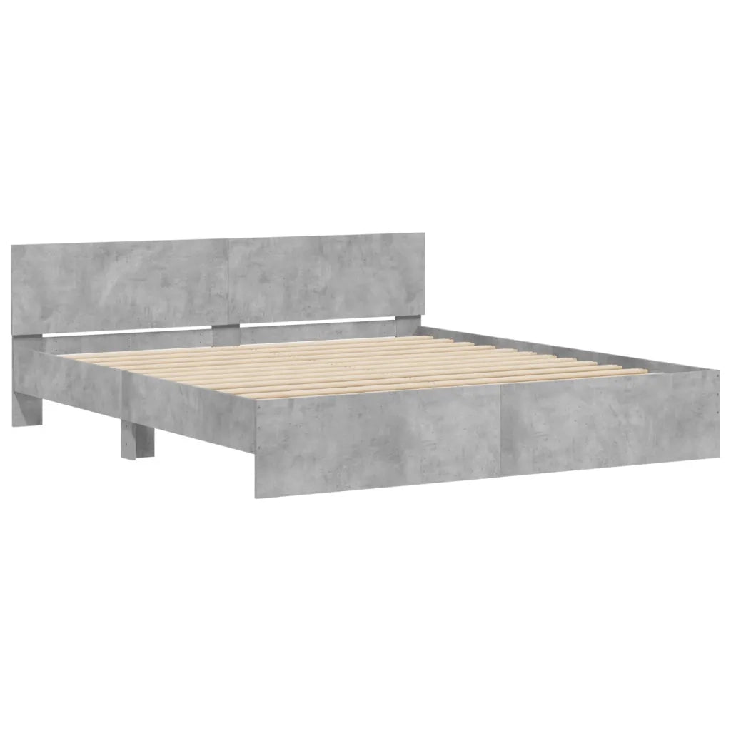 Giroletto con Testiera e LED Grigio Cemento 200x200 cm