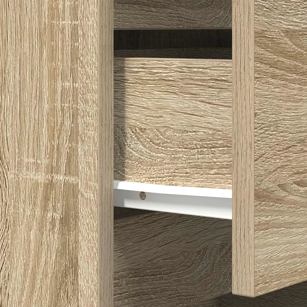 Comodino con 3 Cassetti Rovere Sonoma 39x35x65 cm 861341