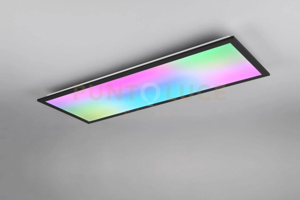 BETA PLAFONIERA LED 31W 3550lm, 2700 - 6500K RETTANGOLARE BORDO NERO ANCHE RGB CON EFFETTO RAINBOW CON TELECOMANDO MULTIFUNZIONE L. 80CM