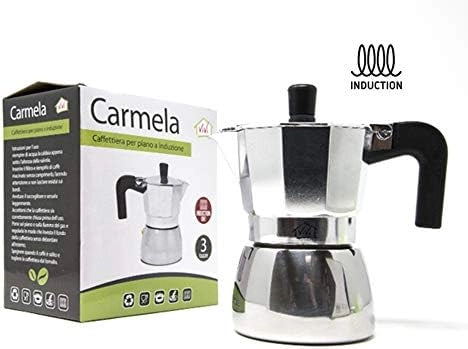 Caffettiera Carmela In Alluminio E Acciaio Inox, 6 Tazze – Adatta A Induzione
