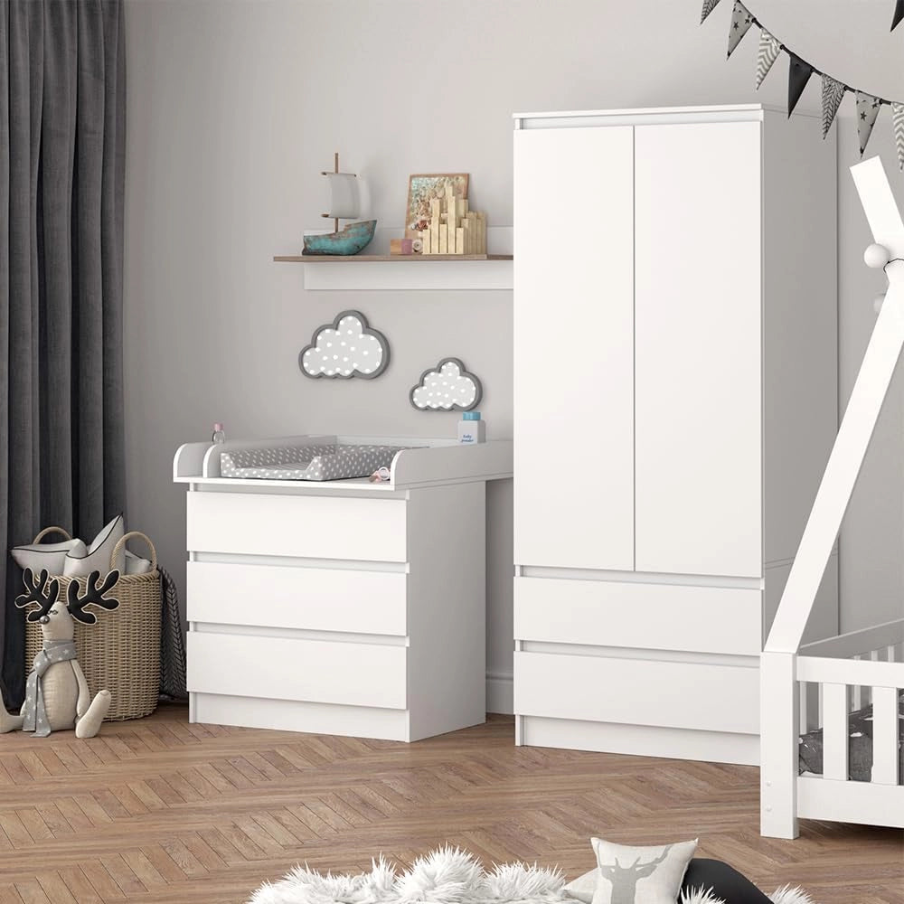 Fasciatoio Emma, Bianco, 80 x 85.4 cm con 3 cassetti