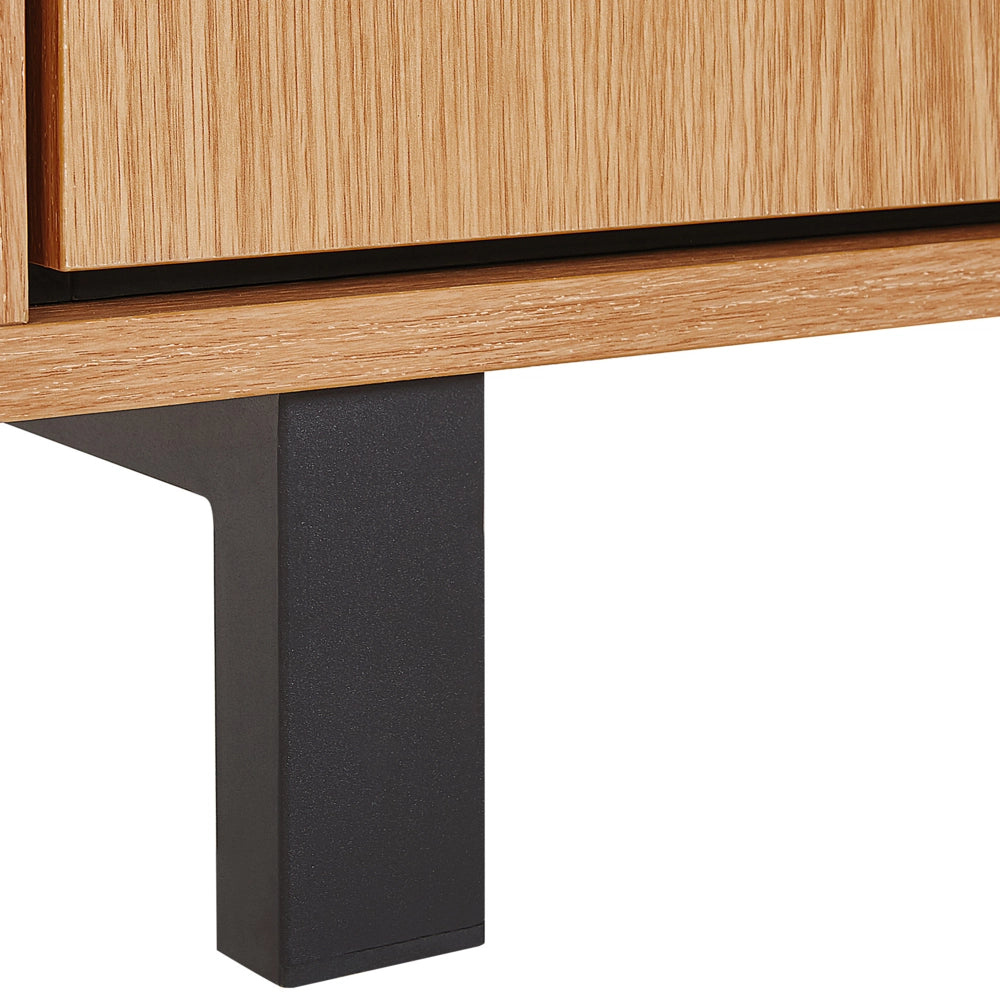 Madia credenza legno chiaro con derivati del legno Nero con finitura in rovere 3 armadi 2 ripiani retrò