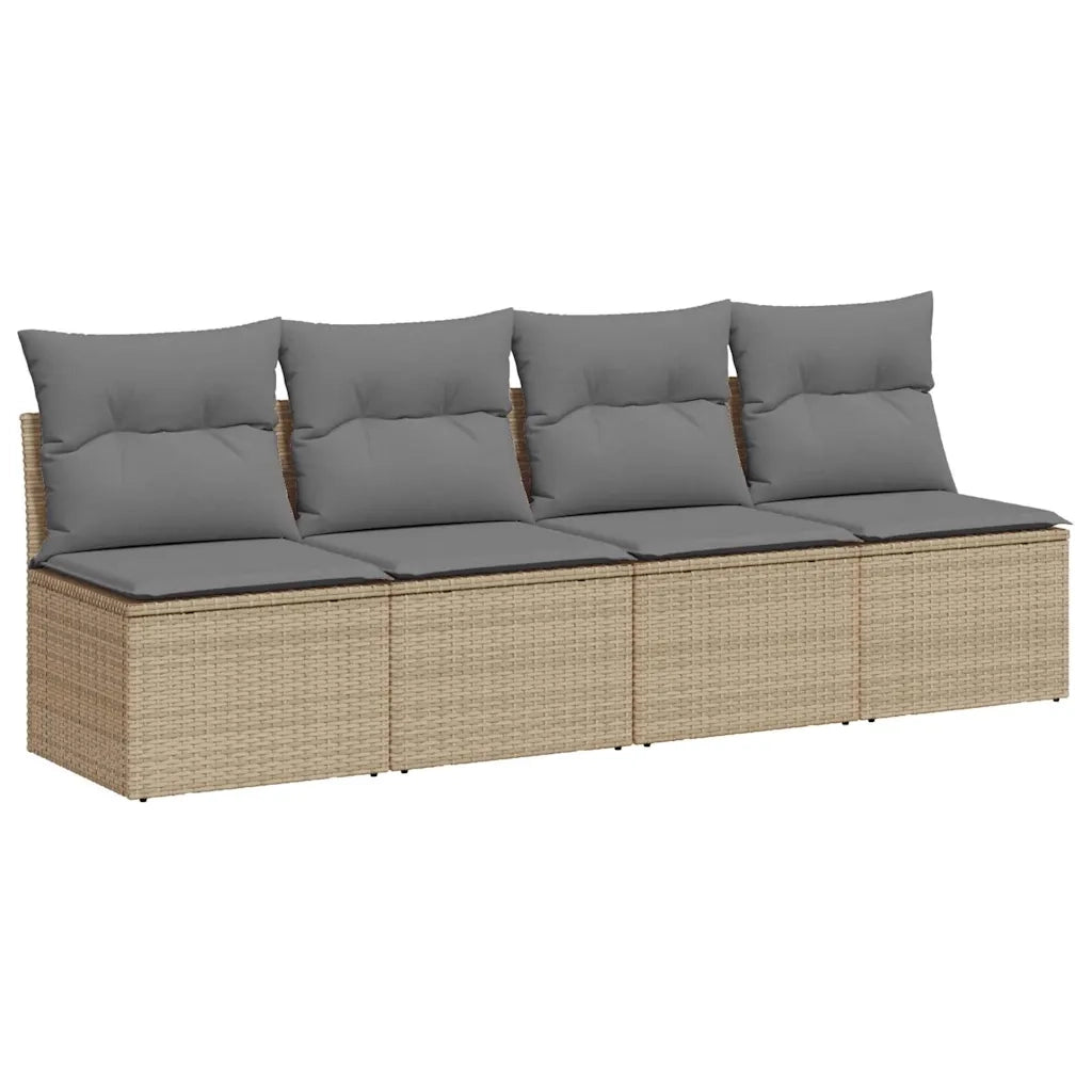 Divano da Giardino con Cuscini a 4 Posti-Sofa da Giardino-Divano da esterno Beige in Polyrattan 106250
