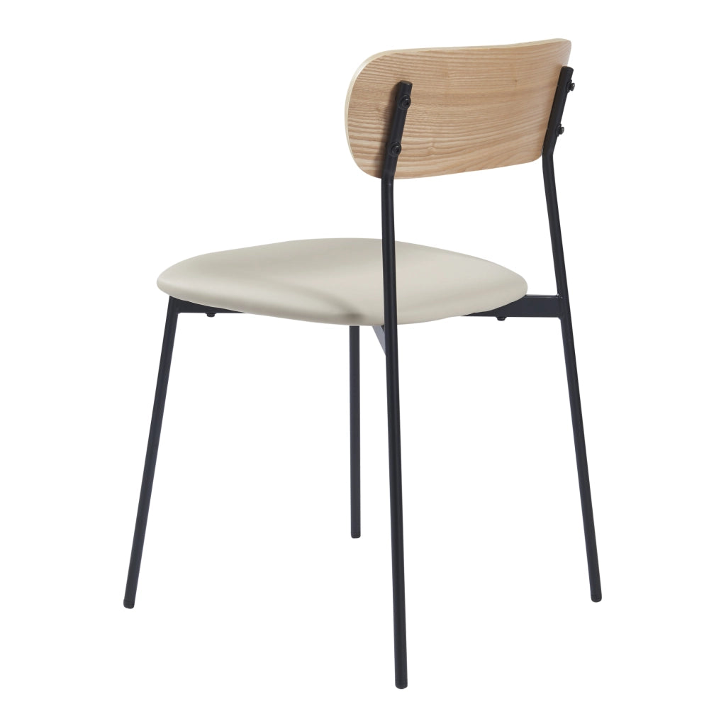 Set Jyväskylä di 2 Sedie da Sala Similpelle - Beige / Nero  [en.casa]