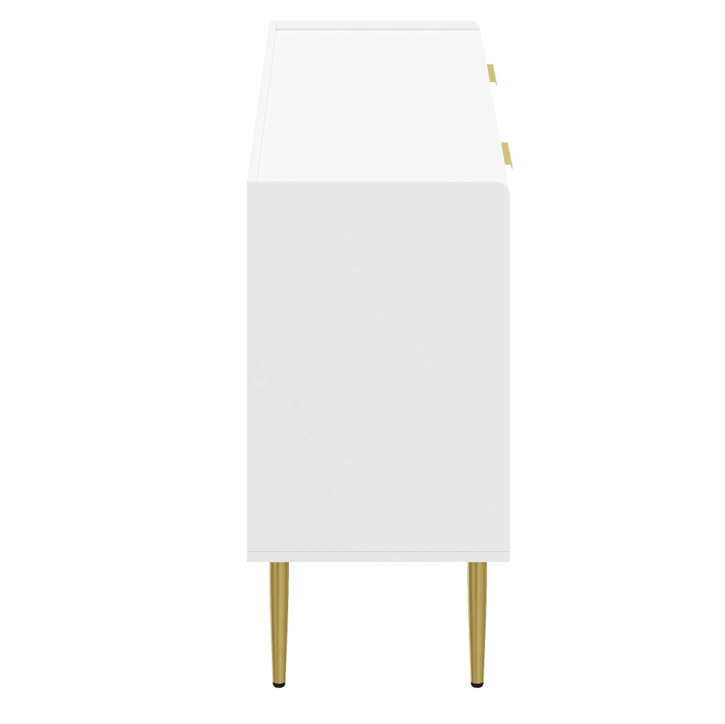 Sideboard 140x38x75 cm con 4 ante; ripiani regolabili; MDF; bianco