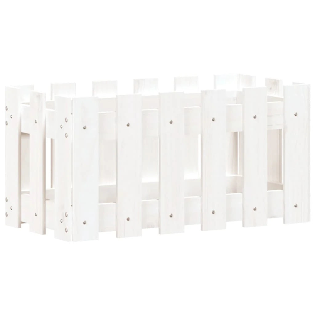 Fioriera rialzata per piante fiori e terrazze con design a recinzione 60 x 30 x 30 cm pino bianco massiccio 02_0038104